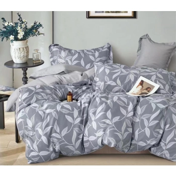 Pościel Flanelowa 160x200 szara kwiaty FL653